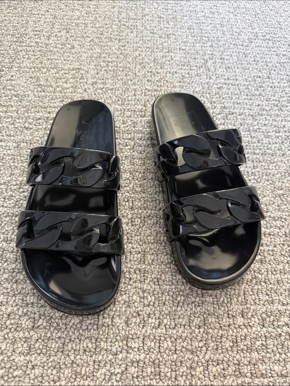 New Tory Burch Black Adrien Slides Sandals Shoes Chain 7